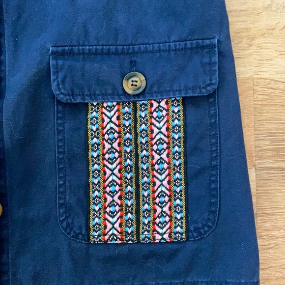 Light canvas cotton work utility style jacket with embroidered pockets - Picture 2 of 4